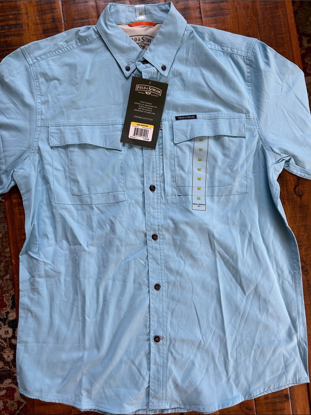 Field & Stream Light Blue Short-Sleeve Button-Down Work Shirt